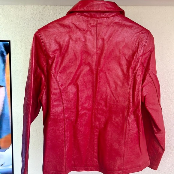 Vintage Red Genuine Leather Jacket U.S.A. LEATHER Like New Sz M - Picture 3 of 6